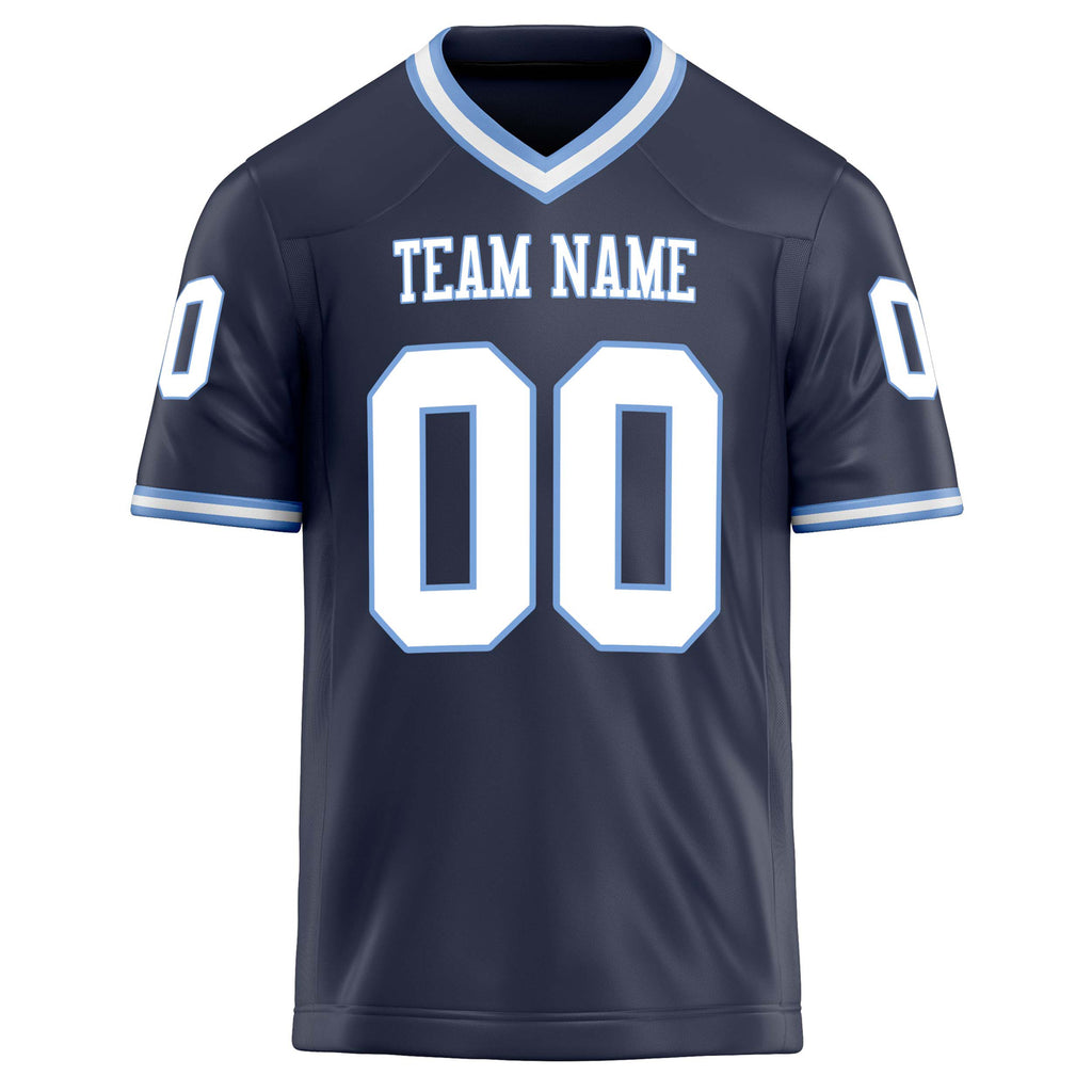 Personalized Navy & White Solid Colour Football Jersey