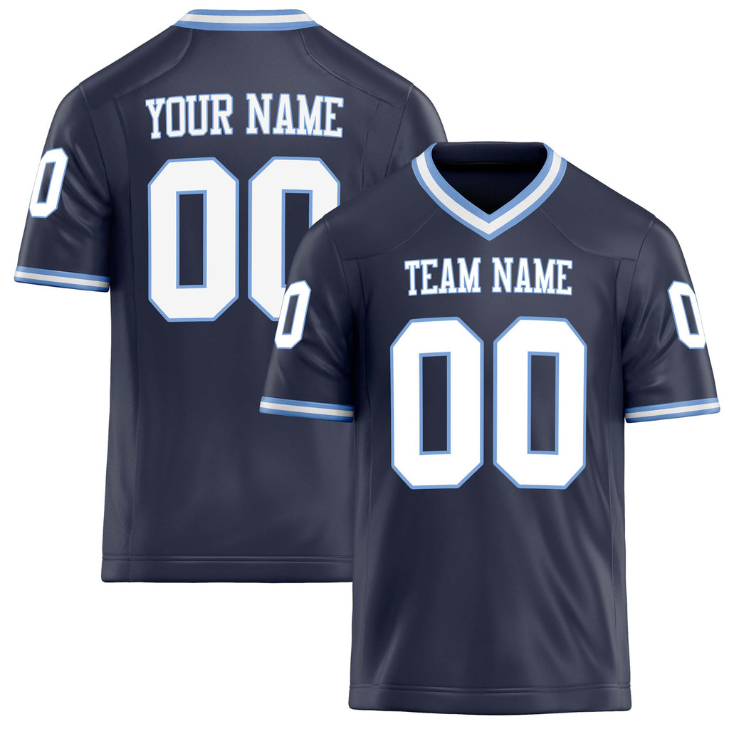 Personalized Navy White Solid Colour Football Jersey FT02240730NA281