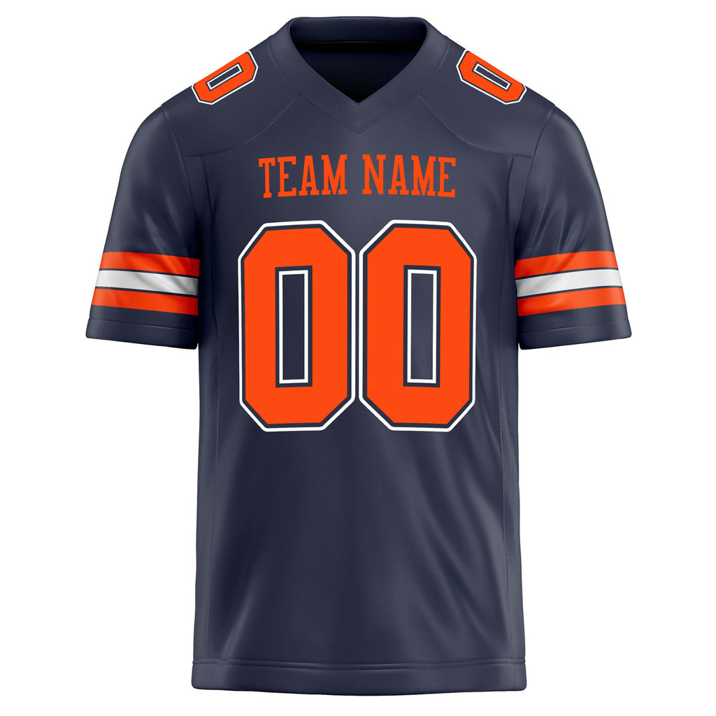 Personalized Navy & orange Solid Colour Football Jersey