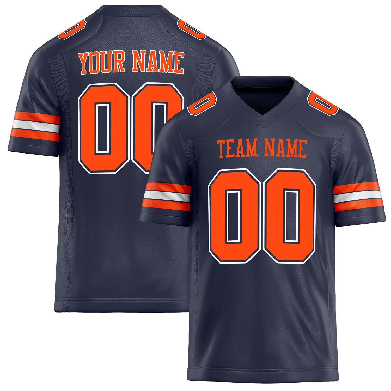 Personalized Navy orange Solid Colour Football Jersey FT02240730NA282