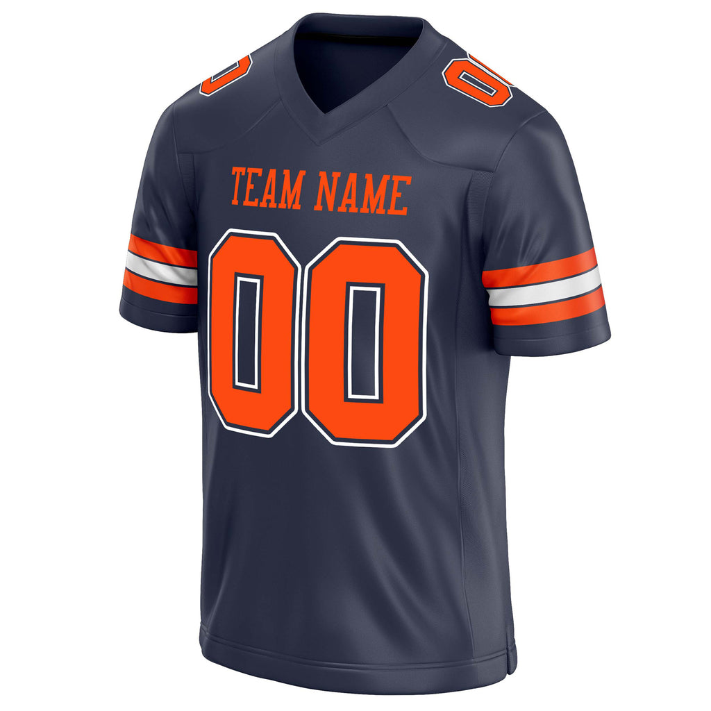 Personalized Navy & orange Solid Colour Football Jersey