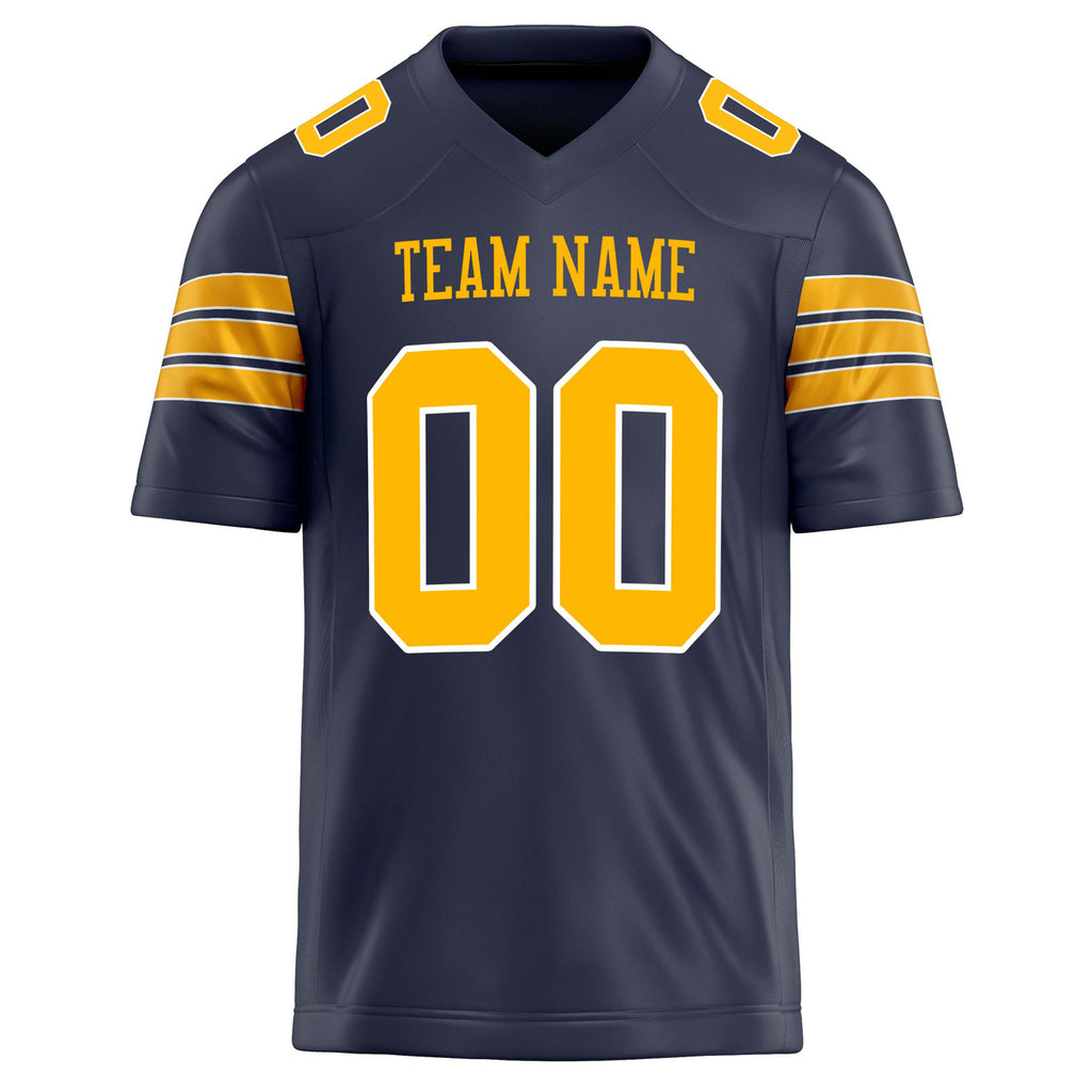 Personalized Navy & gold Solid Colour Football Jersey