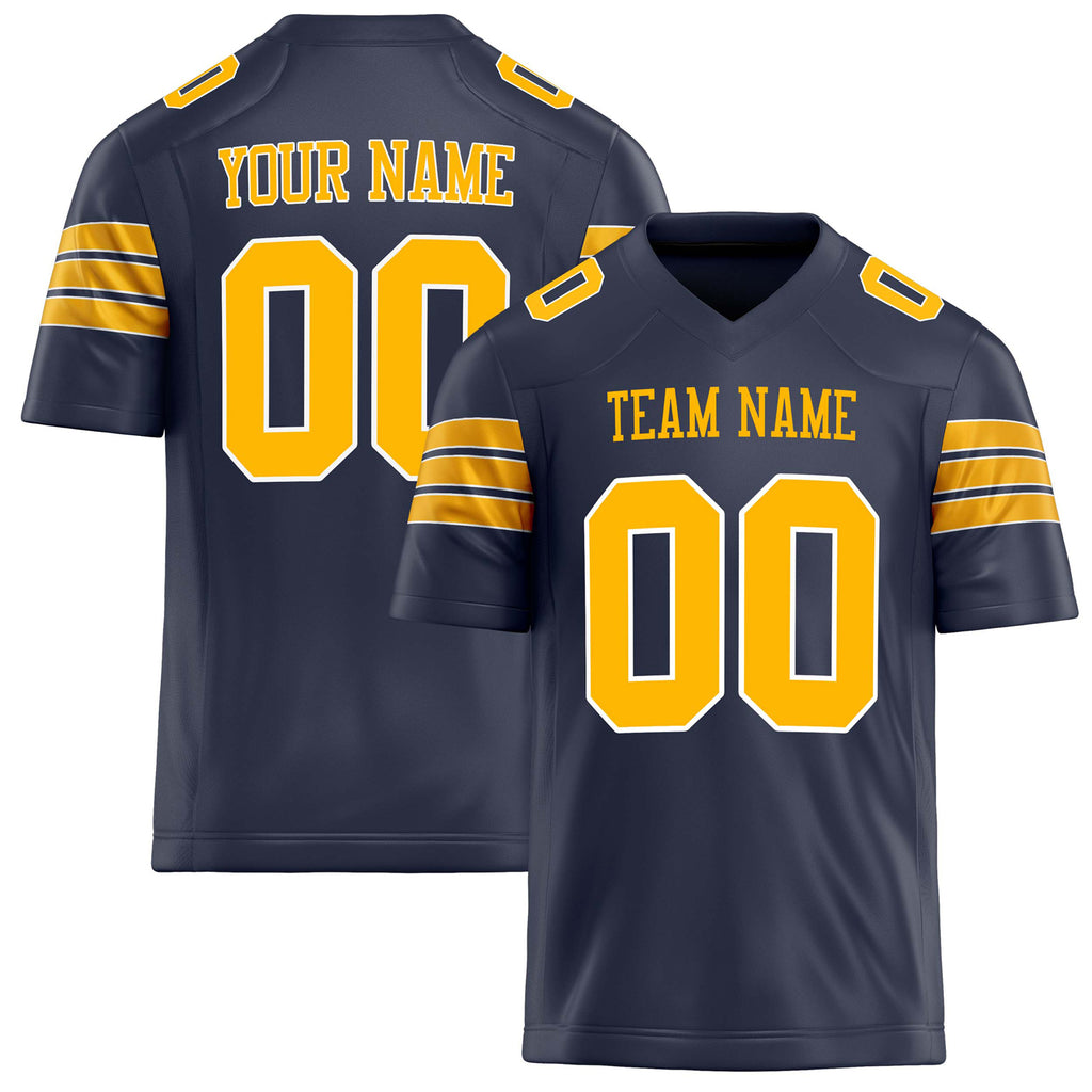 Personalized Navy gold Solid Colour Football Jersey FT02240730NA283