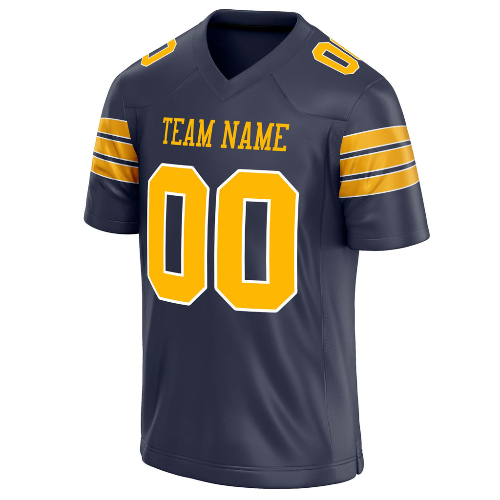 Personalized Navy & gold Solid Colour Football Jersey