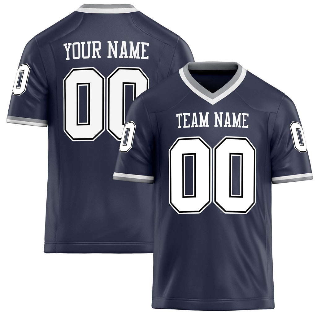 Personalized Navy White Solid Colour Football Jersey FT02240730NA284
