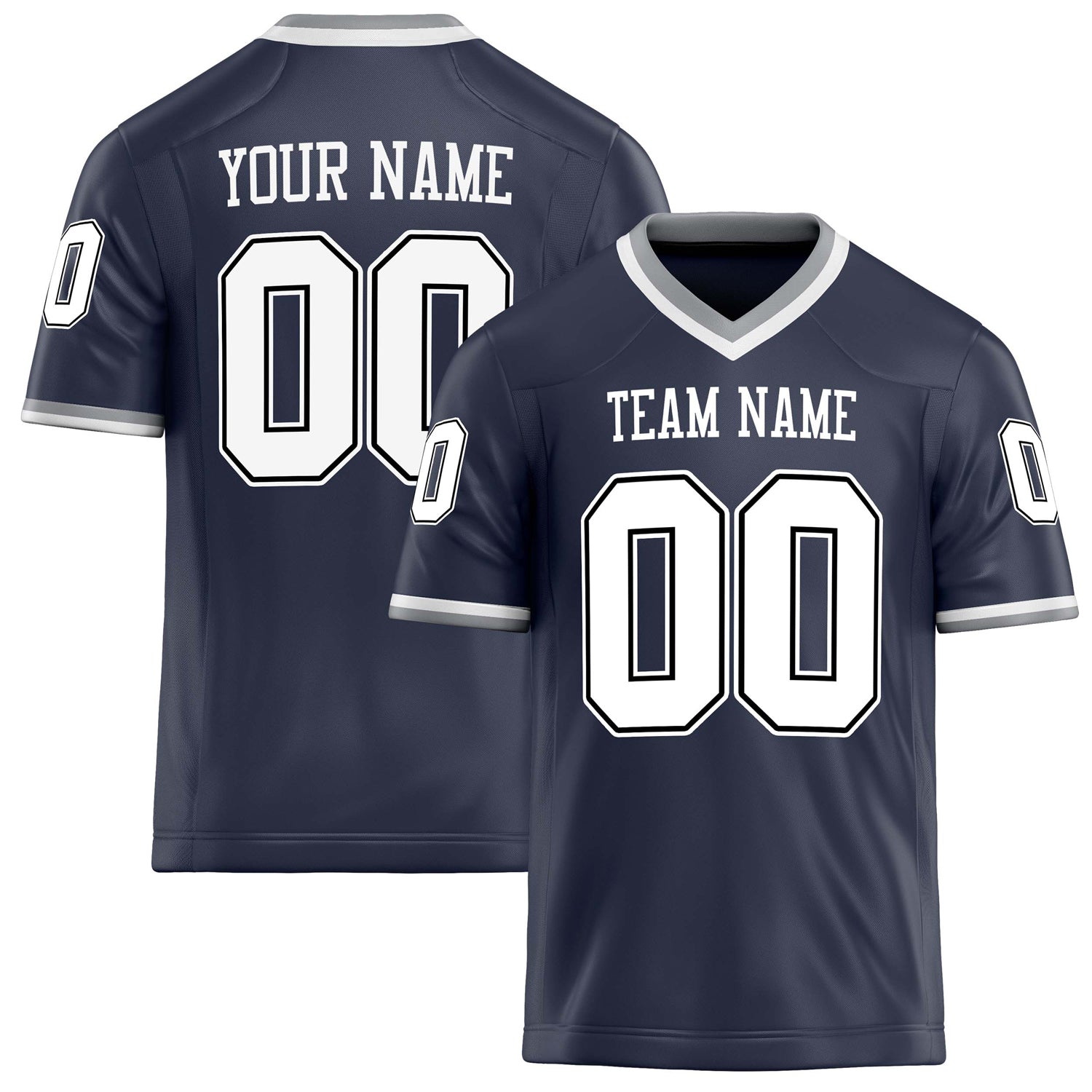 Personalized Navy White Solid Colour Football Jersey FT02240730NA284
