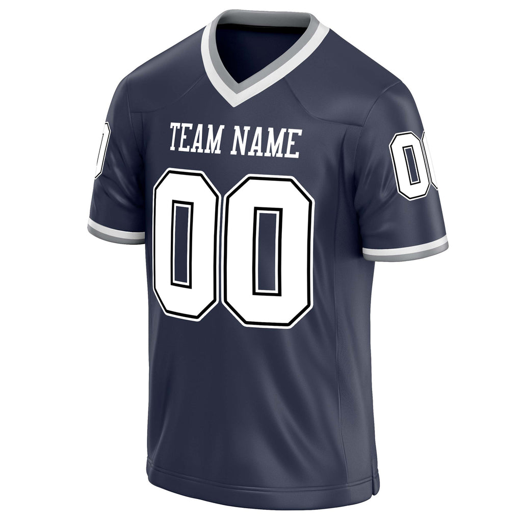 Personalized Navy & White Solid Colour Football Jersey