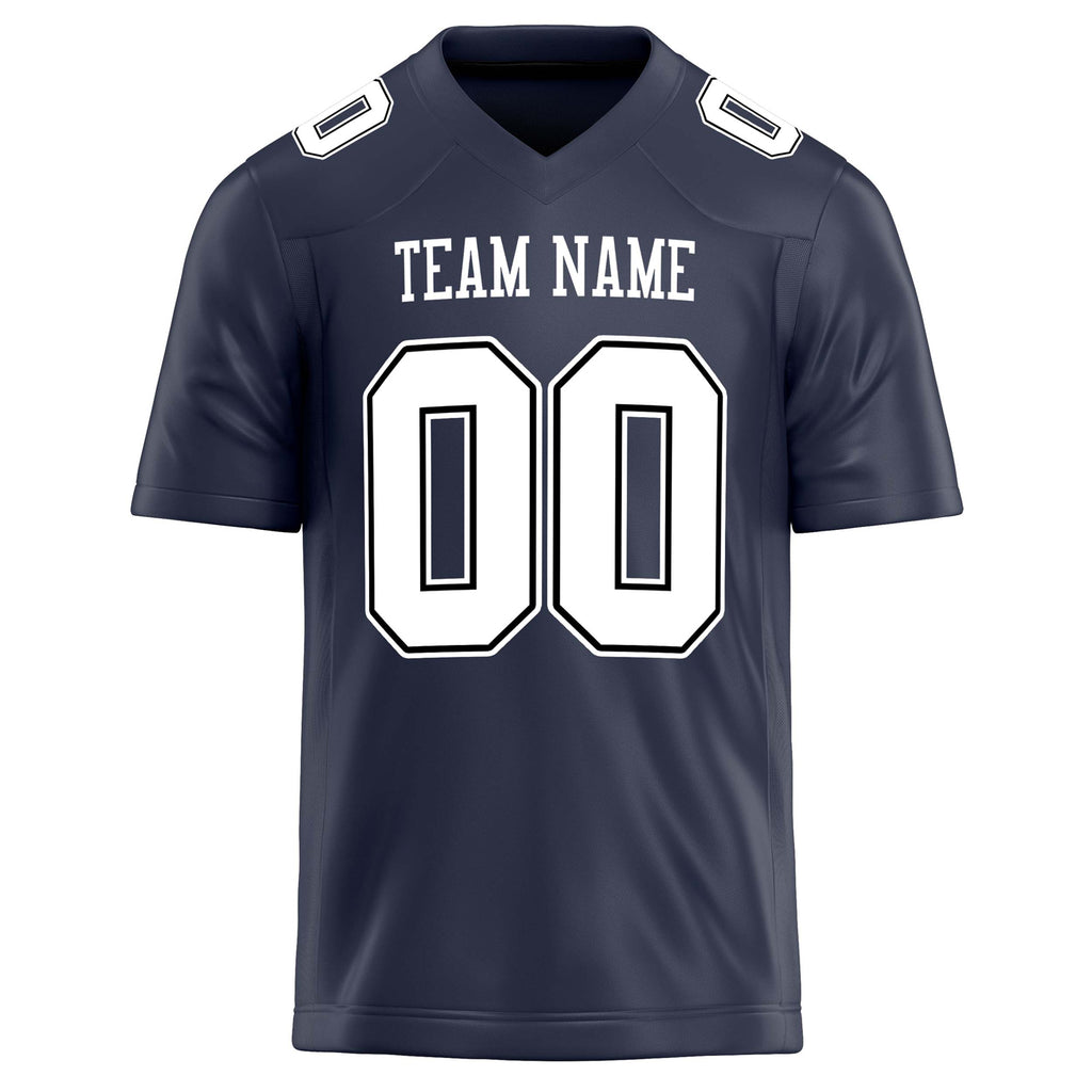 Personalized Navy & White Solid Colour Football Jersey