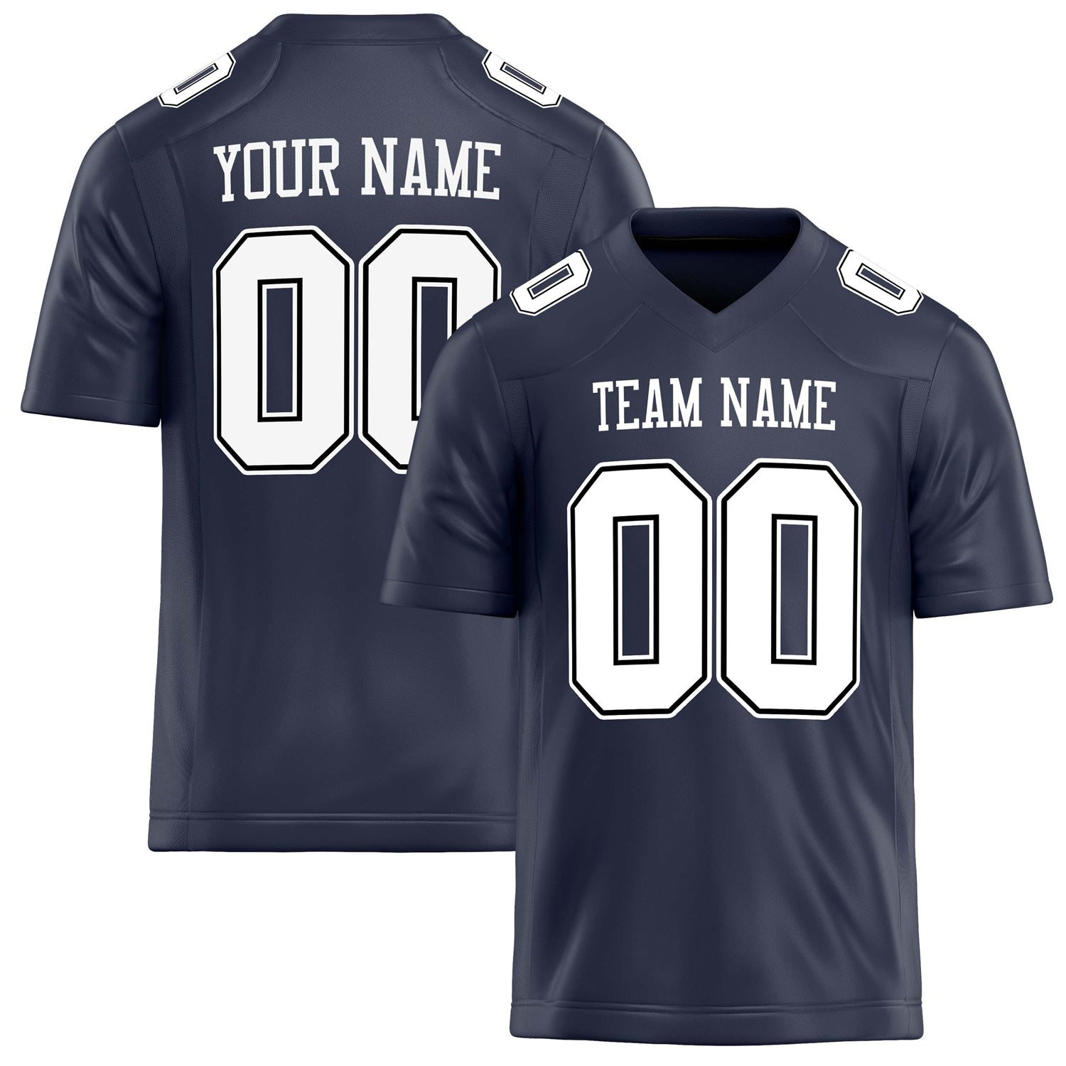 Personalized Navy White Solid Colour Football Jersey FT02240730NA285