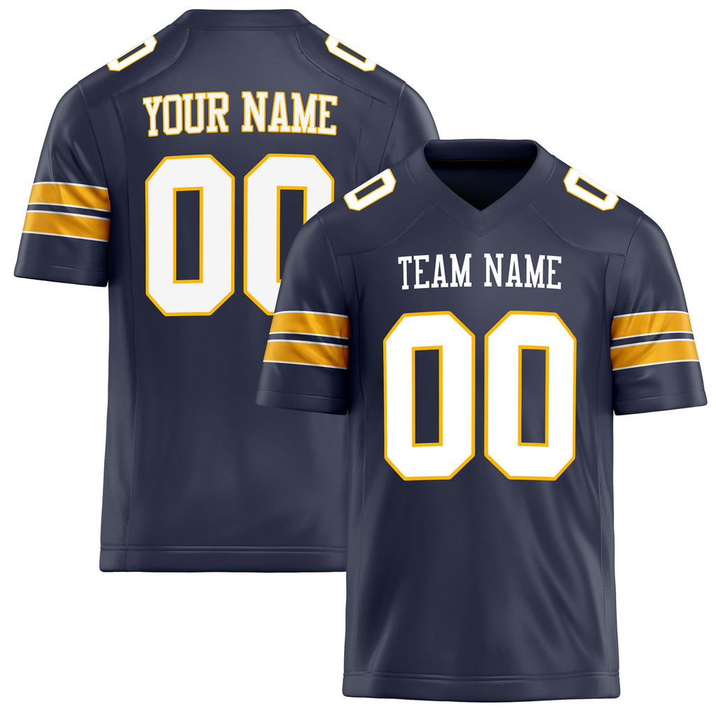 Personalized Navy White Solid Colour Football Jersey FT02240730NA286