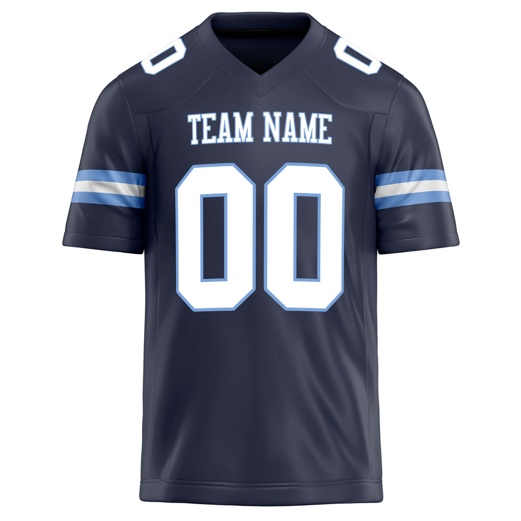 Personalized Navy & White Solid Colour Football Jersey