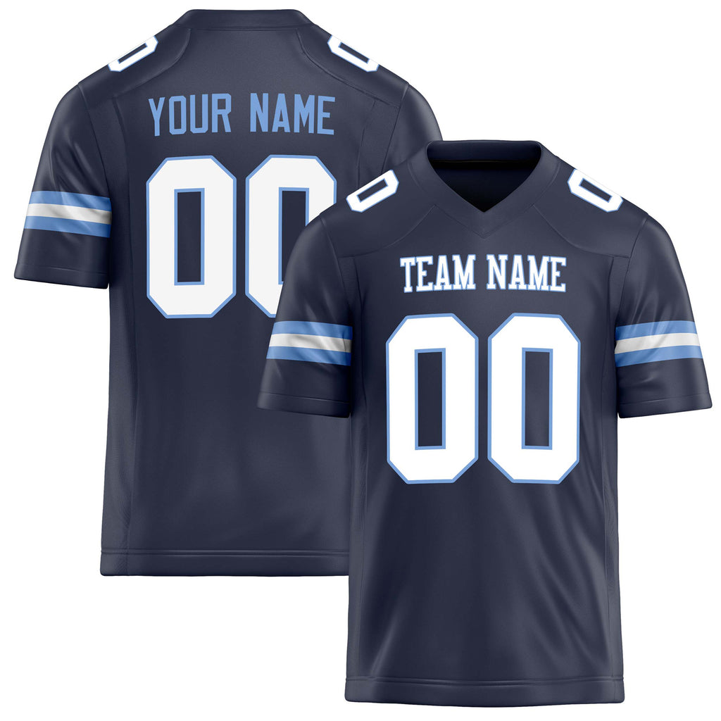 Personalized Navy White Solid Colour Football Jersey FT02240730NA288