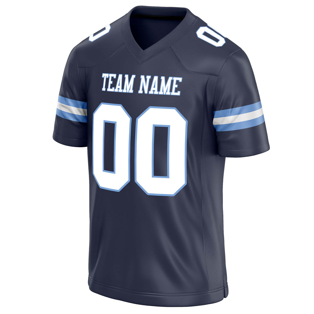 Personalized Navy & White Solid Colour Football Jersey