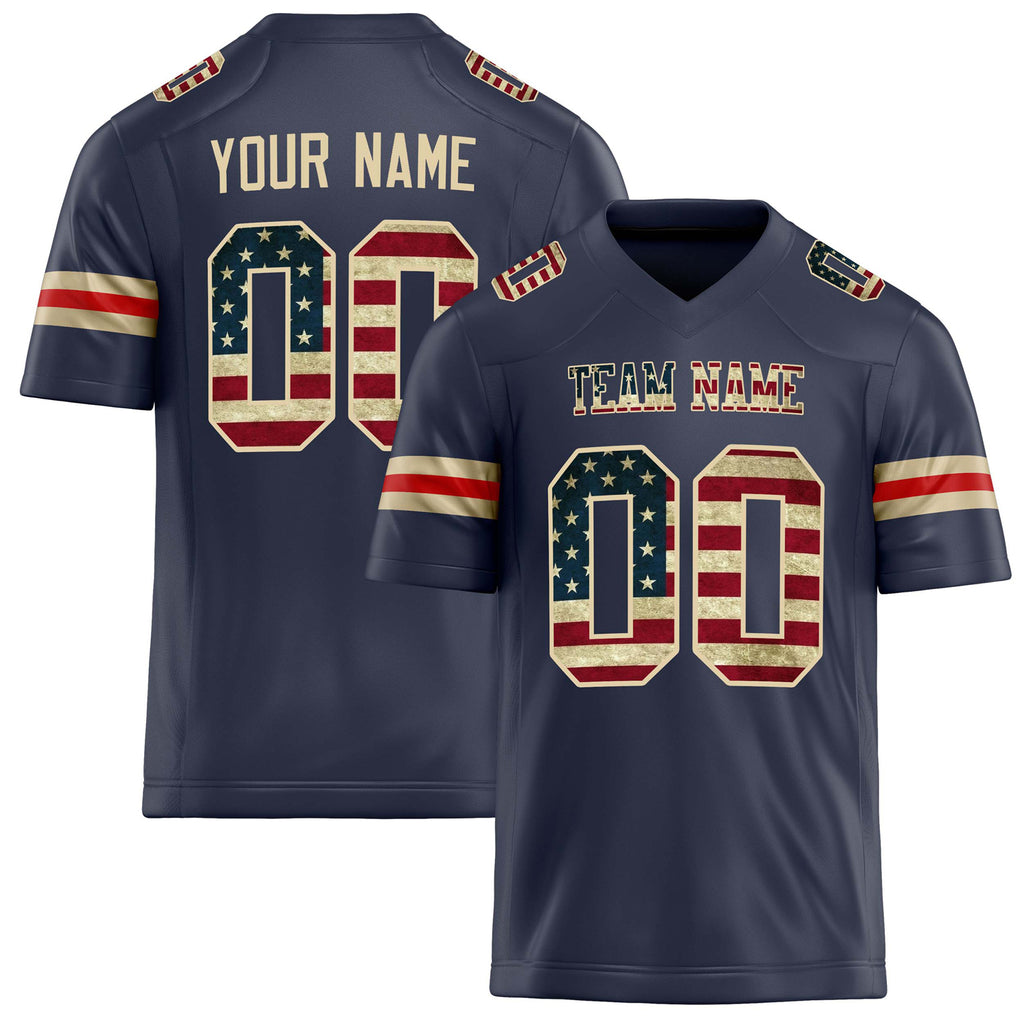 Personalized Navy cream Solid Colour Football Jersey FT02240730NA289