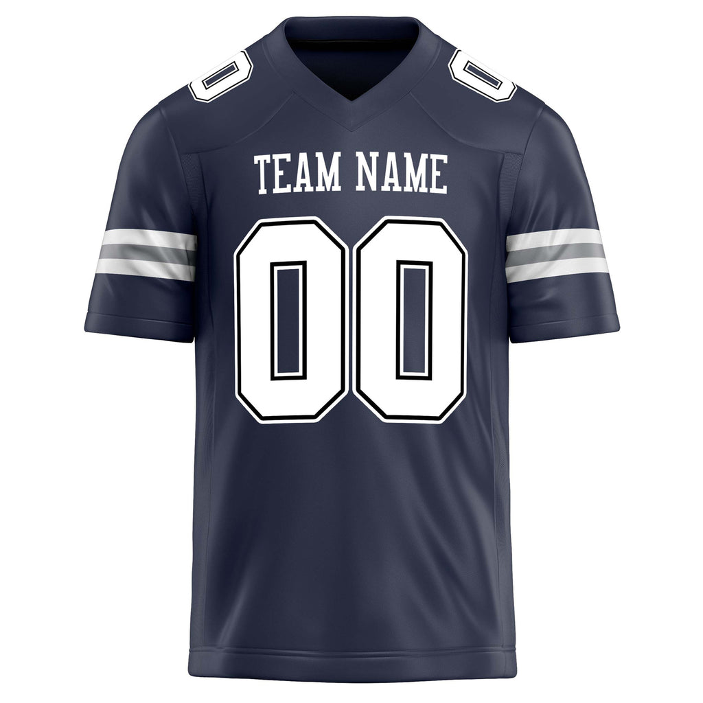 Personalized Navy & White Solid Colour Football Jersey