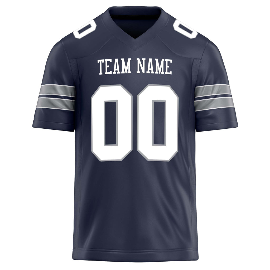 Personalized Navy & White Solid Colour Football Jersey