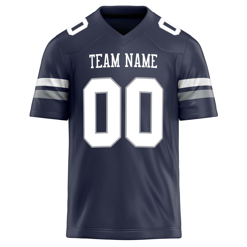 Personalized Navy & White Solid Colour Football Jersey