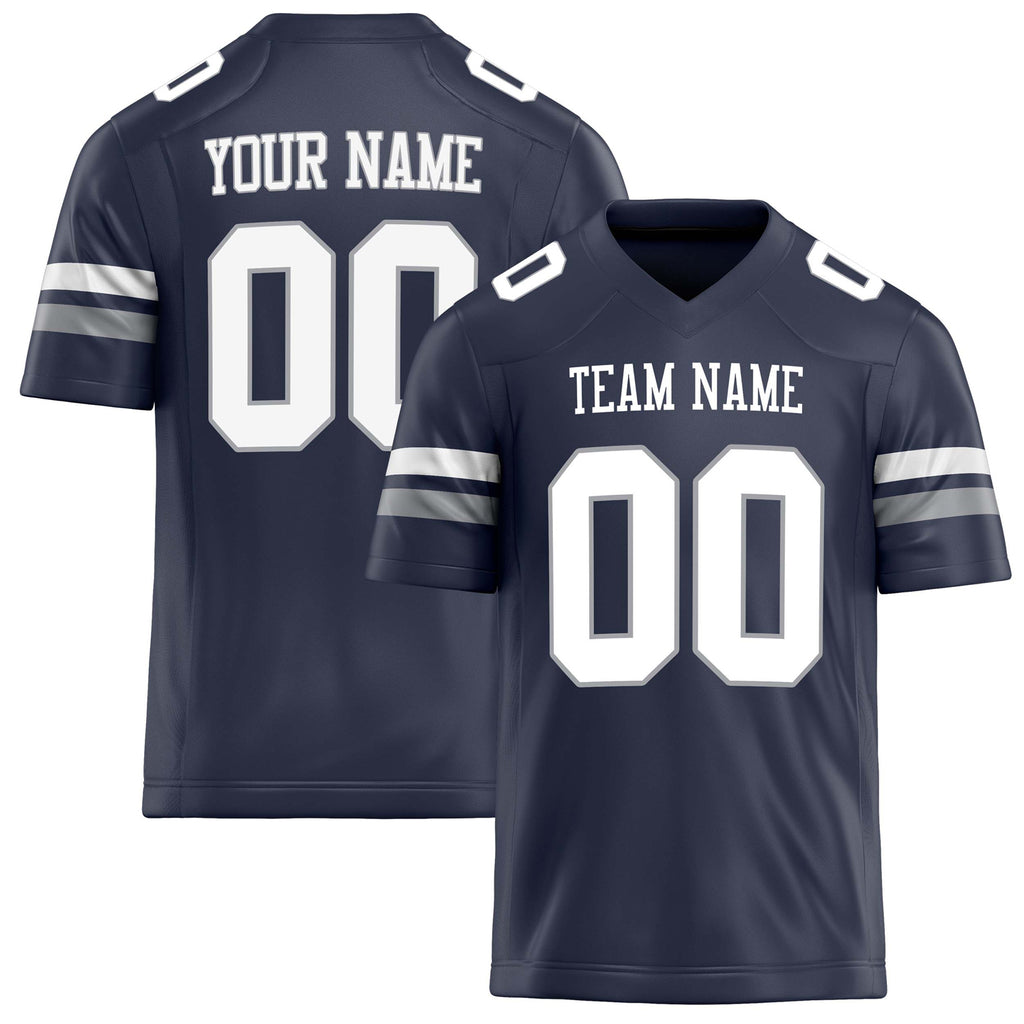 Personalized Navy White Solid Colour Football Jersey FT02240730NA293
