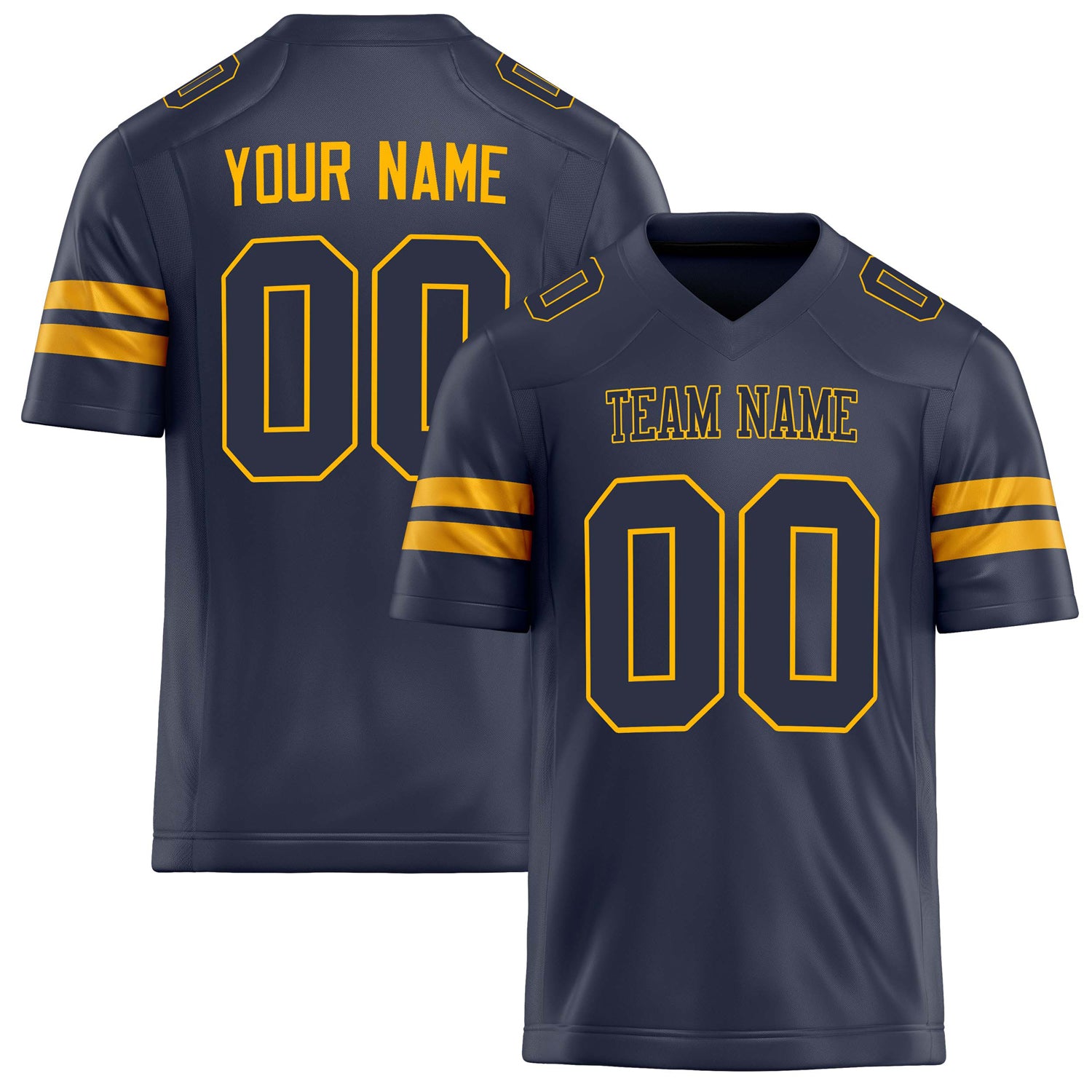 Personalized Navy gold Solid Colour Football Jersey FT02240730NA294