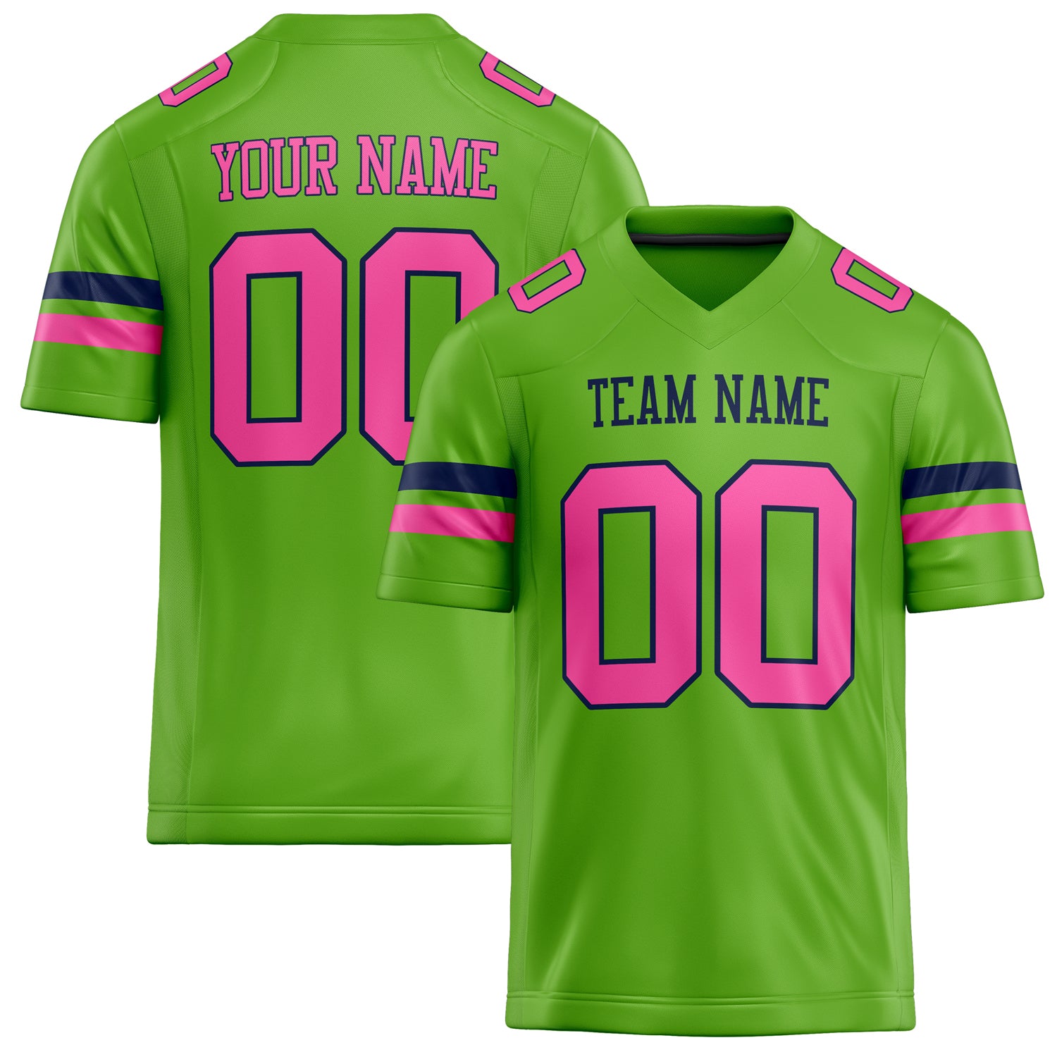 Personalized Neon Green pink Solid Colour Football Jersey FT02240730NE295
