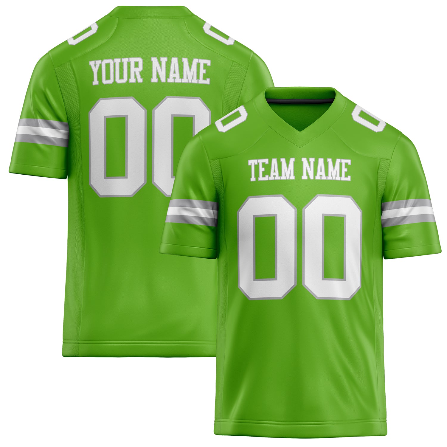 Personalized Neon Green White Solid Colour Football Jersey FT02240730NE296