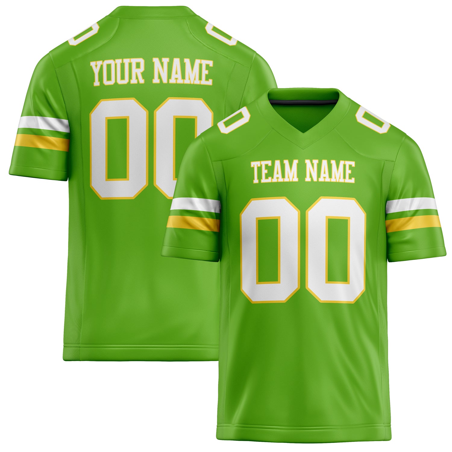 Personalized Neon Green White Solid Colour Football Jersey FT02240730NE298