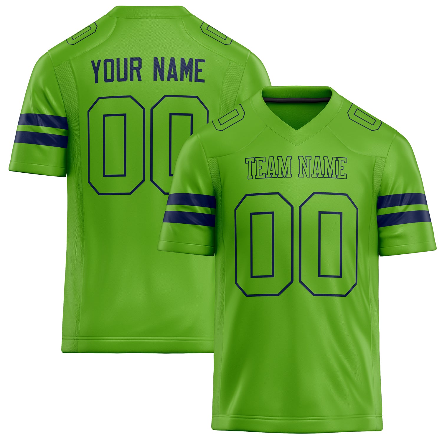 Personalized Neon Green navy Solid Colour Football Jersey FT02240730NE299