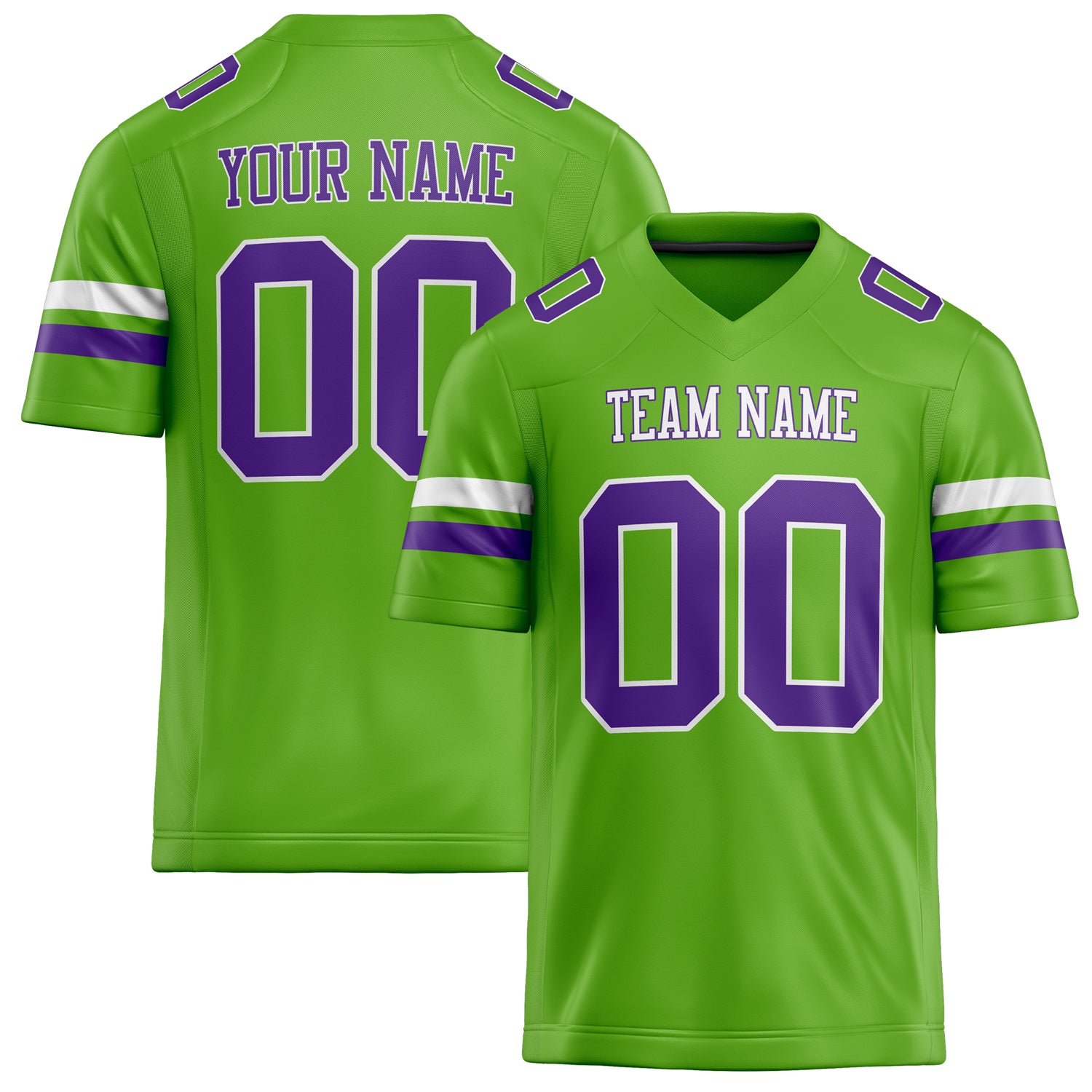 Personalized Neon Green Purple Solid Colour Football Jersey FT02240730NE300