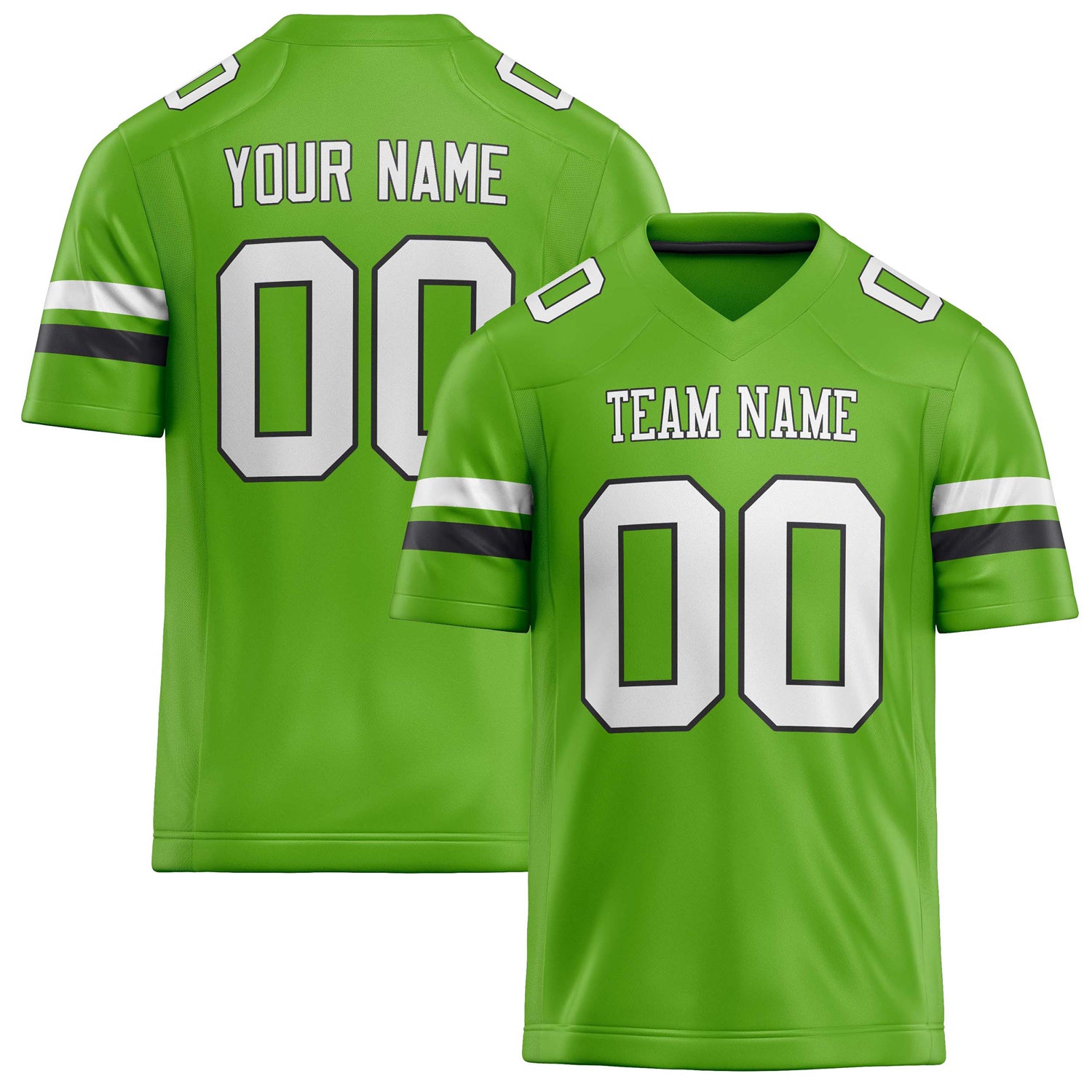 Personalized Neon Green White Solid Colour Football Jersey FT02240730NE301