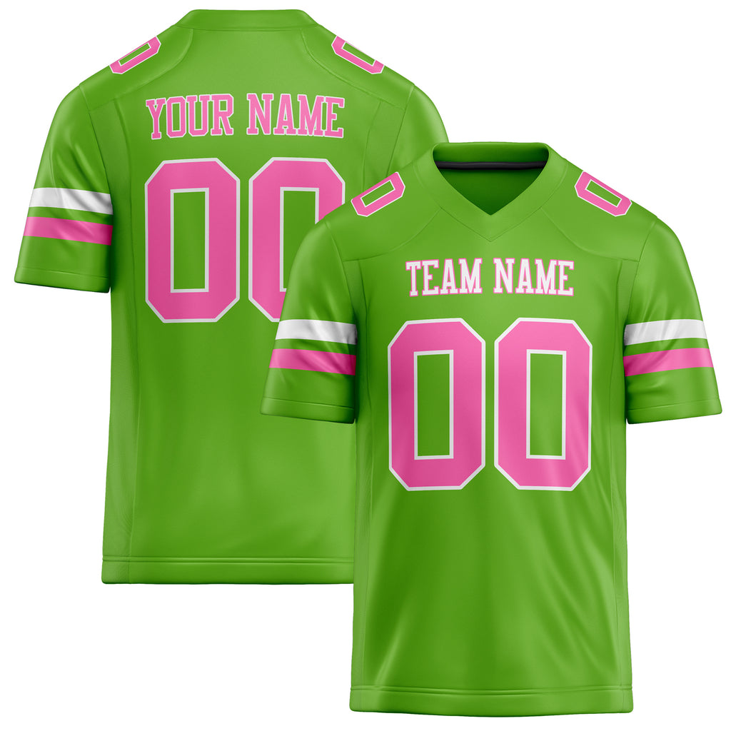Personalized Neon Green pink Solid Colour Football Jersey FT02240730NE302