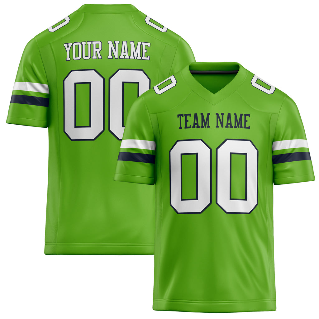 Personalized Neon Green White Solid Colour Football Jersey FT02240730NE305