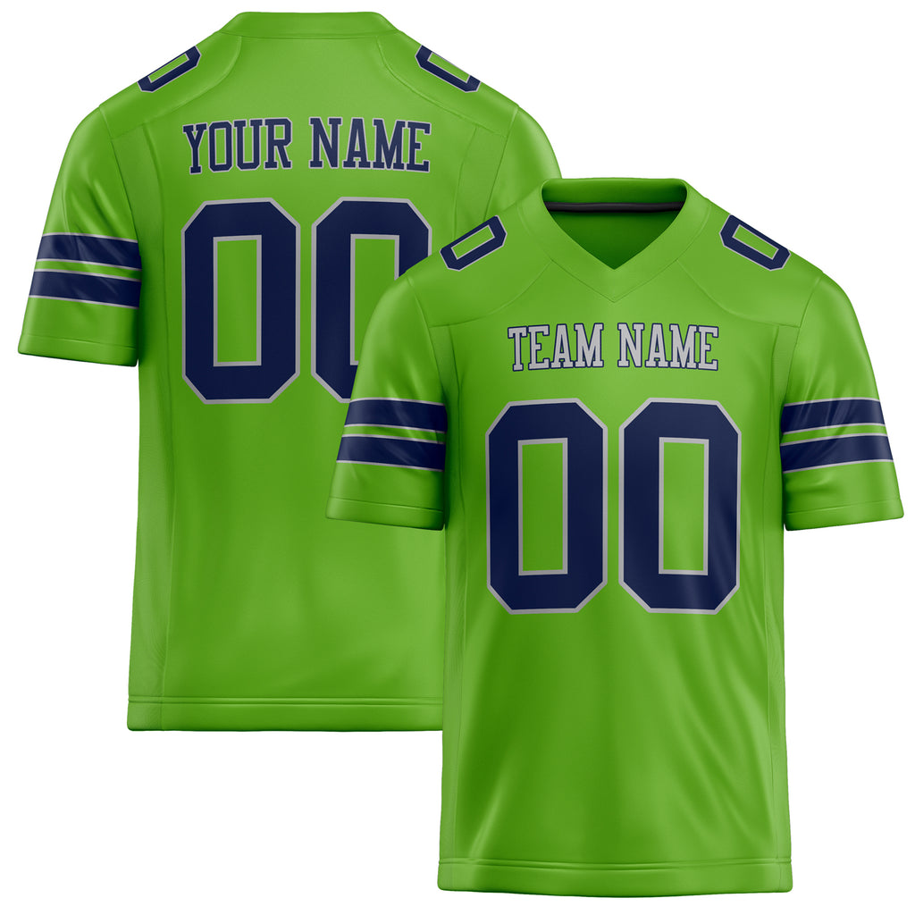 Personalized Neon Green navy Solid Colour Football Jersey FT02240730NE306