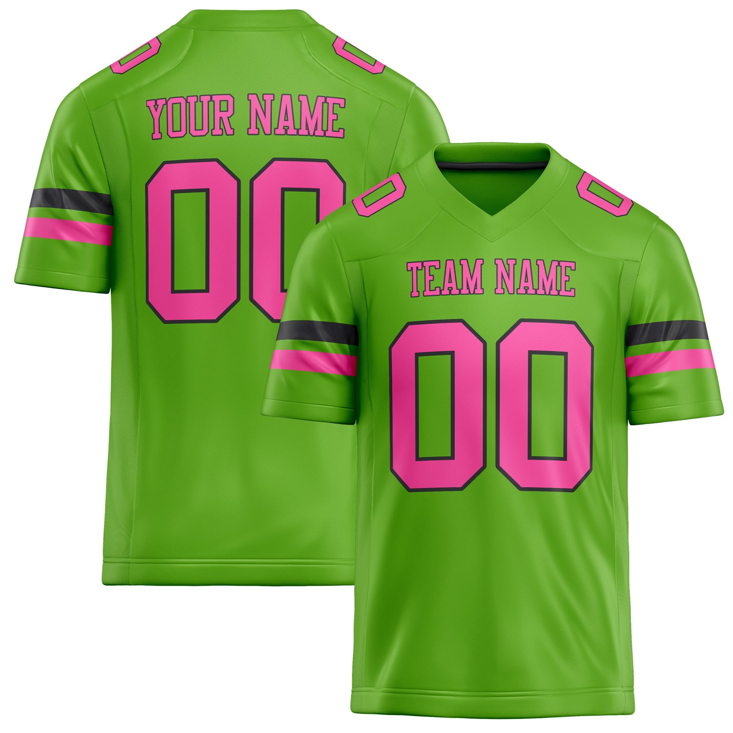 Personalized Neon Green pink Solid Colour Football Jersey FT02240730NE307