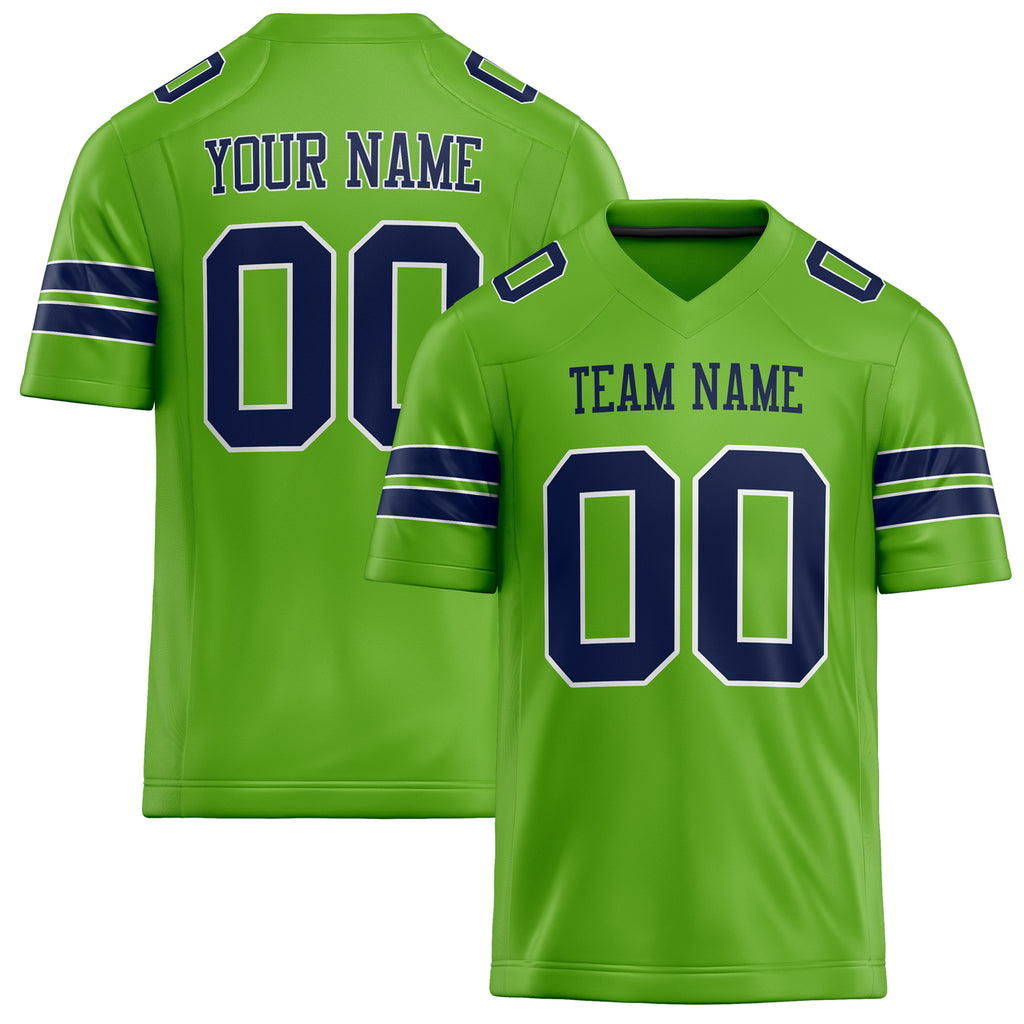 Personalized Neon Green navy Solid Colour Football Jersey FT02240730NE308
