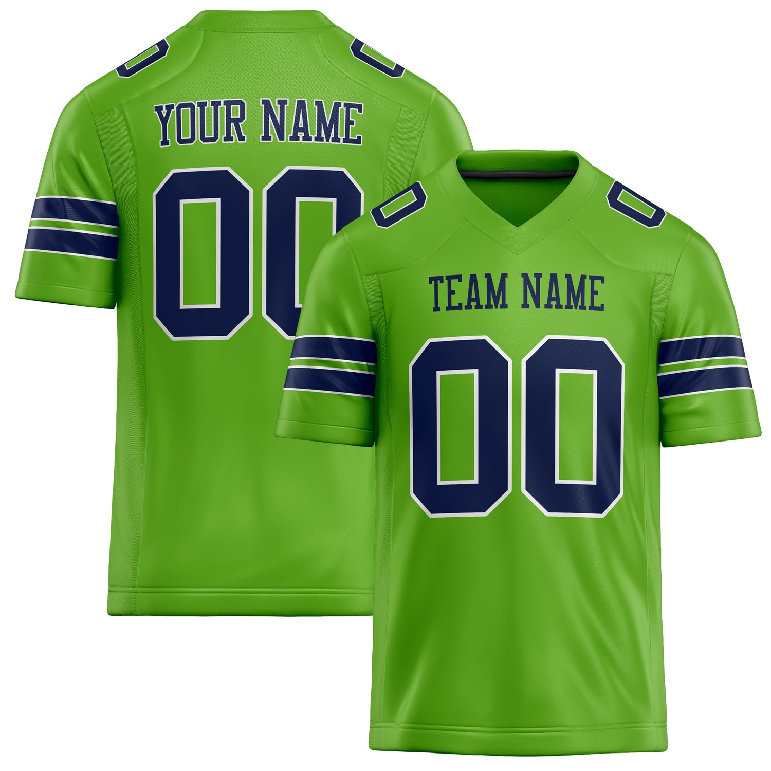 Personalized Neon Green navy Solid Colour Football Jersey FT02240730NE308