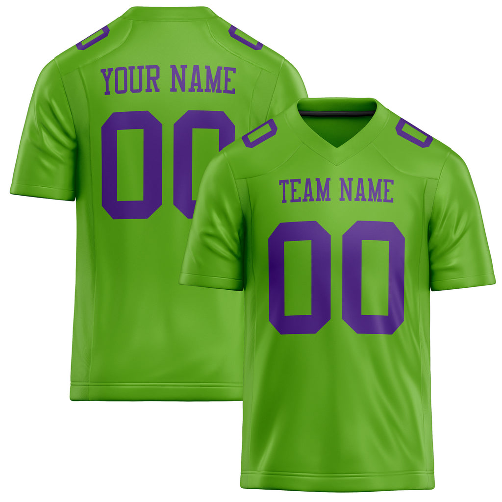 Personalized Neon Green Purple Solid Colour Football Jersey FT02240730NE309