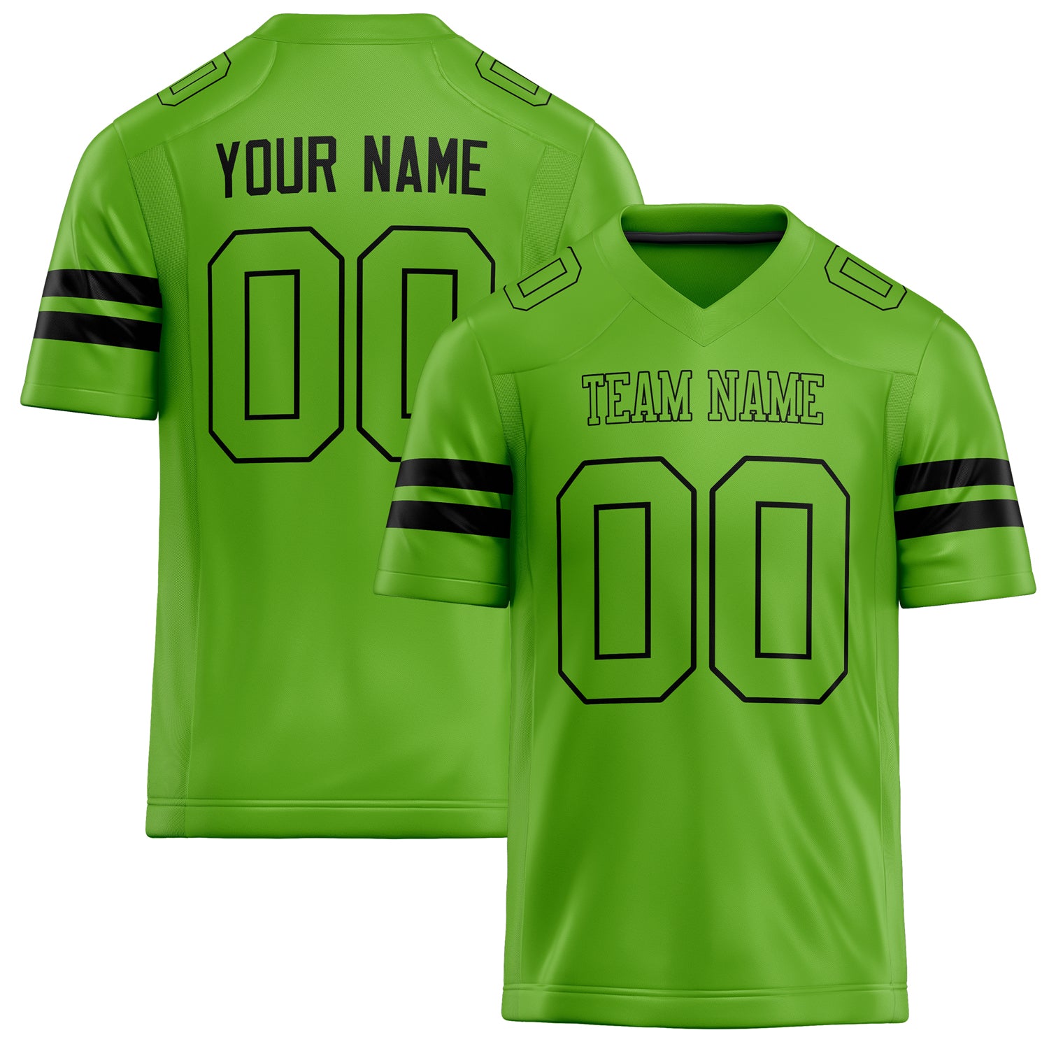 Personalized Neon Green Black Solid Colour Football Jersey FT02240730NE310