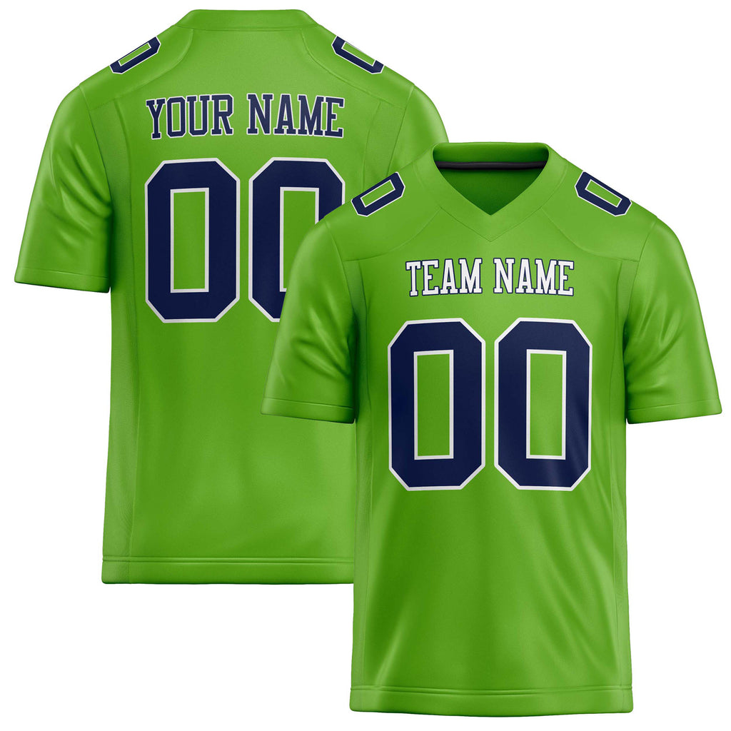 Personalized Neon Green navy Solid Colour Football Jersey FT02240730NE312