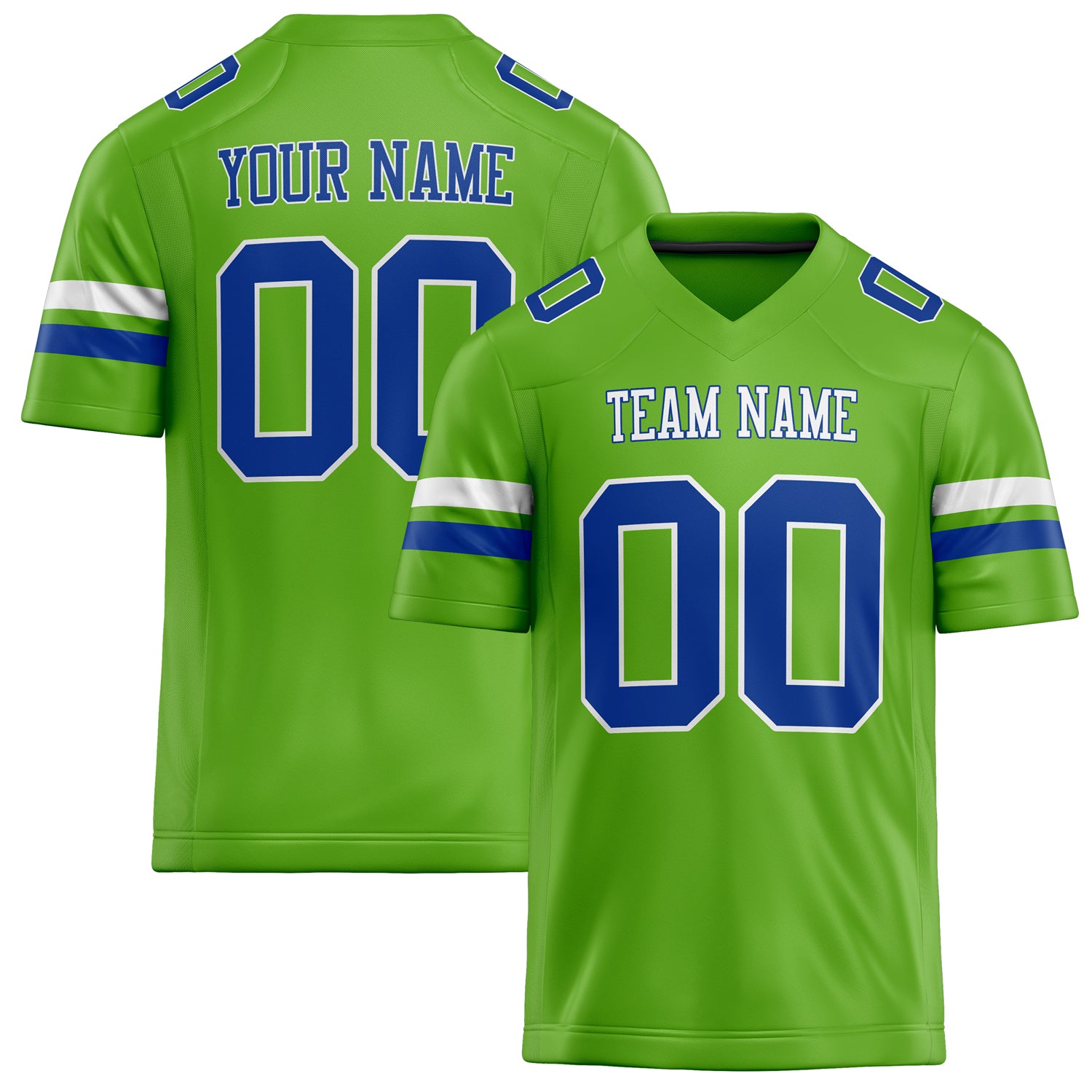 Personalized Neon Green royal Solid Colour Football Jersey FT02240730NE313