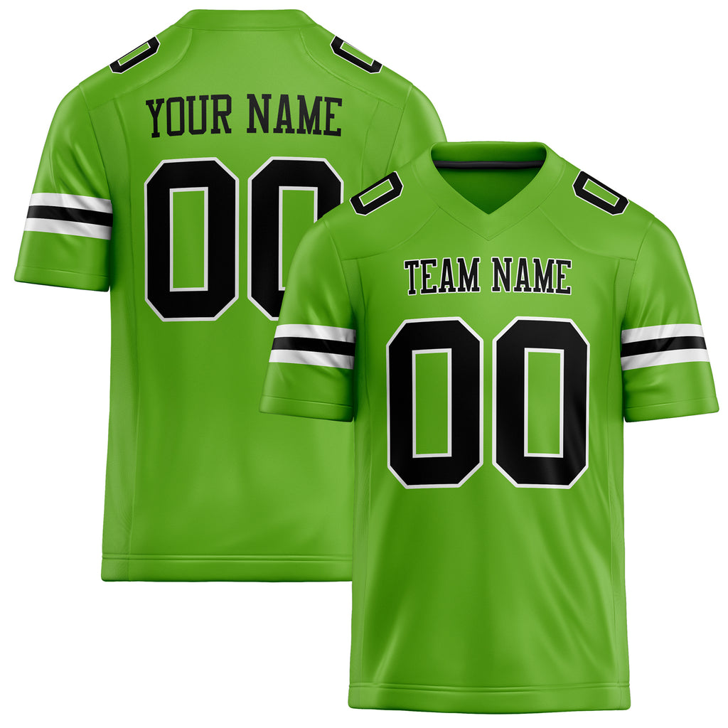 Personalized Neon Green Black Solid Colour Football Jersey FT02240730NE314