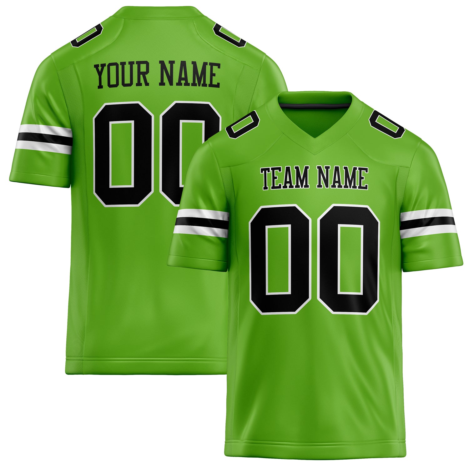 Personalized Neon Green Black Solid Colour Football Jersey FT02240730NE314