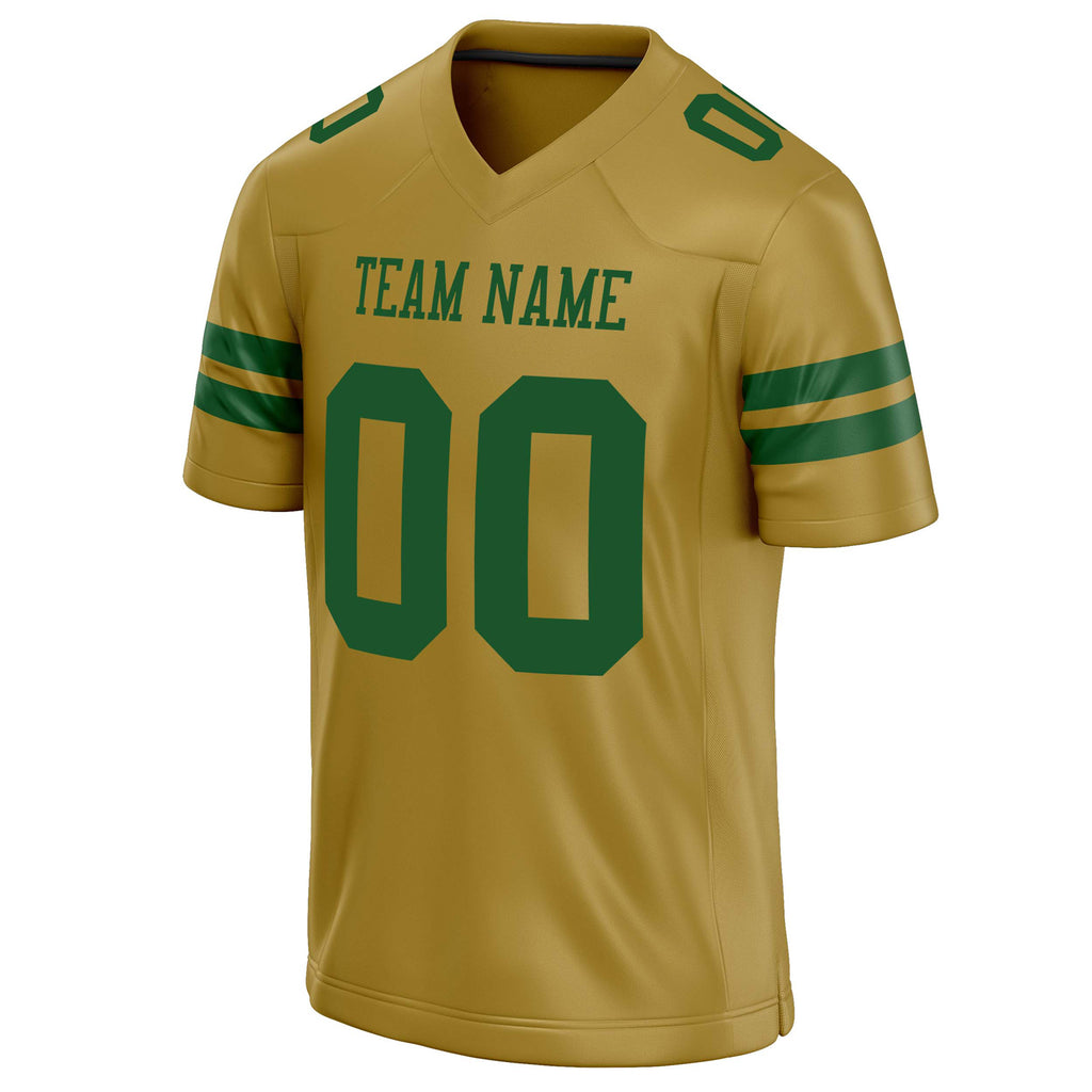 Personalized Old & Gold kelly green Solid Colour Football Jersey
