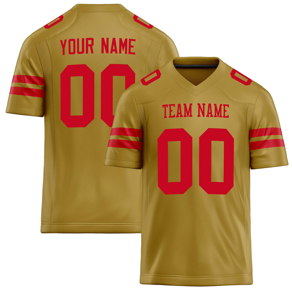 Personalized Old Gold red Solid Colour Football Jersey FT02240730OL317