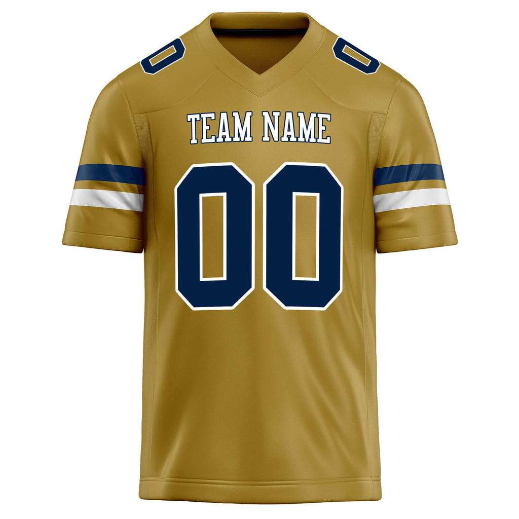 Personalized Old & Gold navy Solid Colour Football Jersey