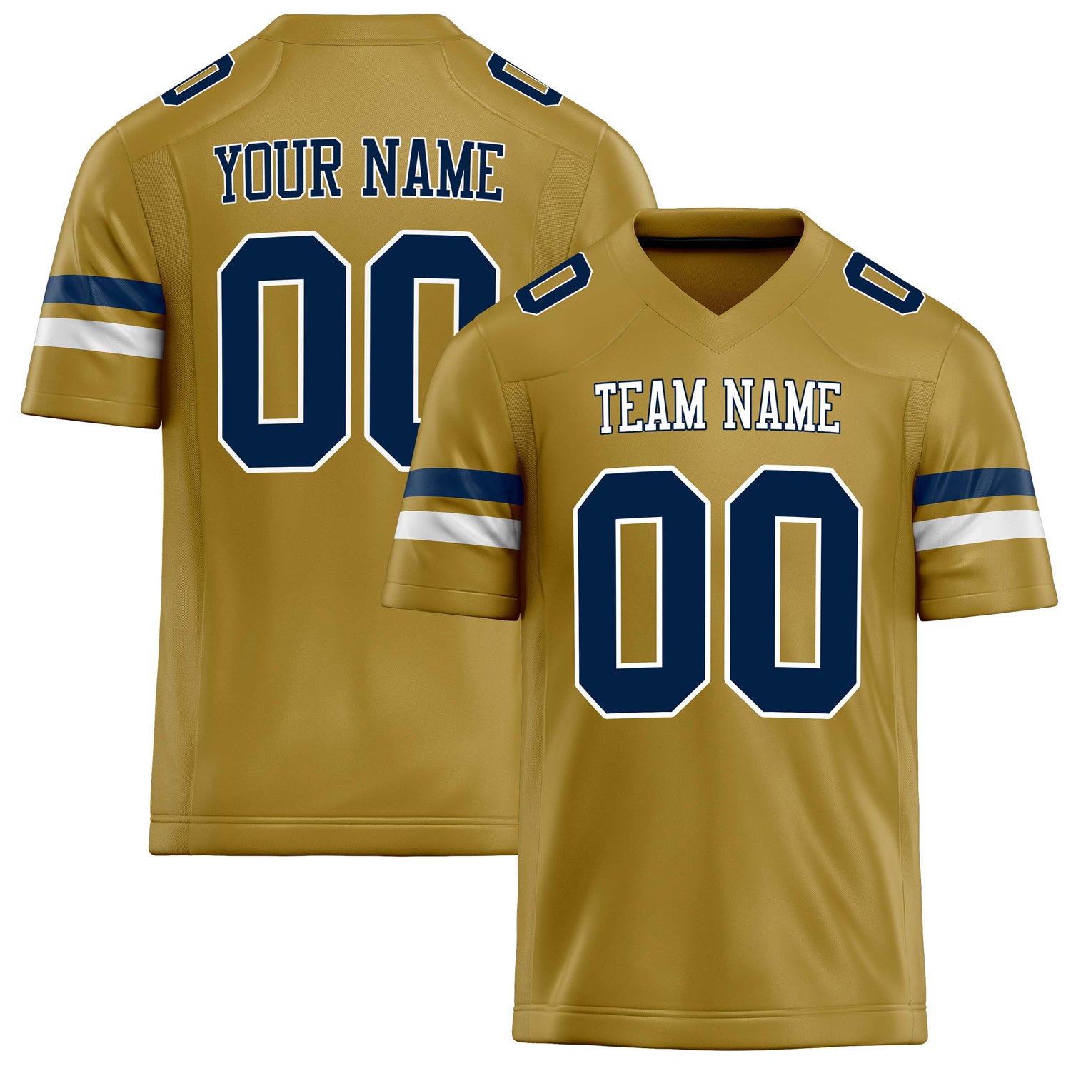 Personalized Old Gold navy Solid Colour Football Jersey FT02240730OL318