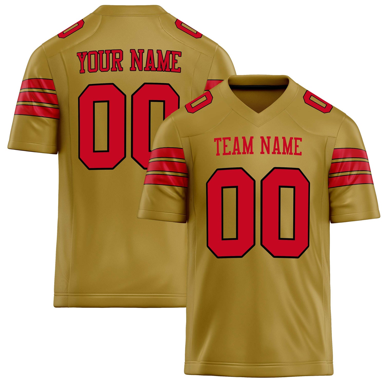 Personalized Old Gold red Solid Colour Football Jersey FT02240730OL323