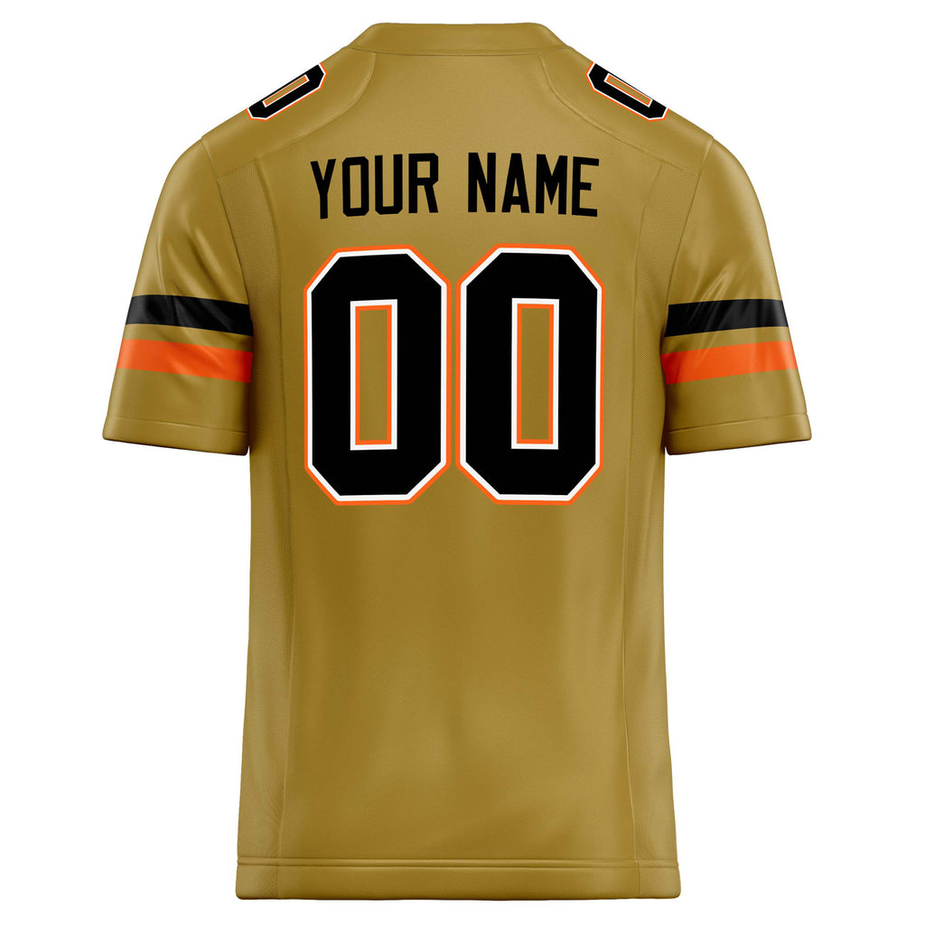 Personalized Old & Gold Black Solid Colour Football Jersey