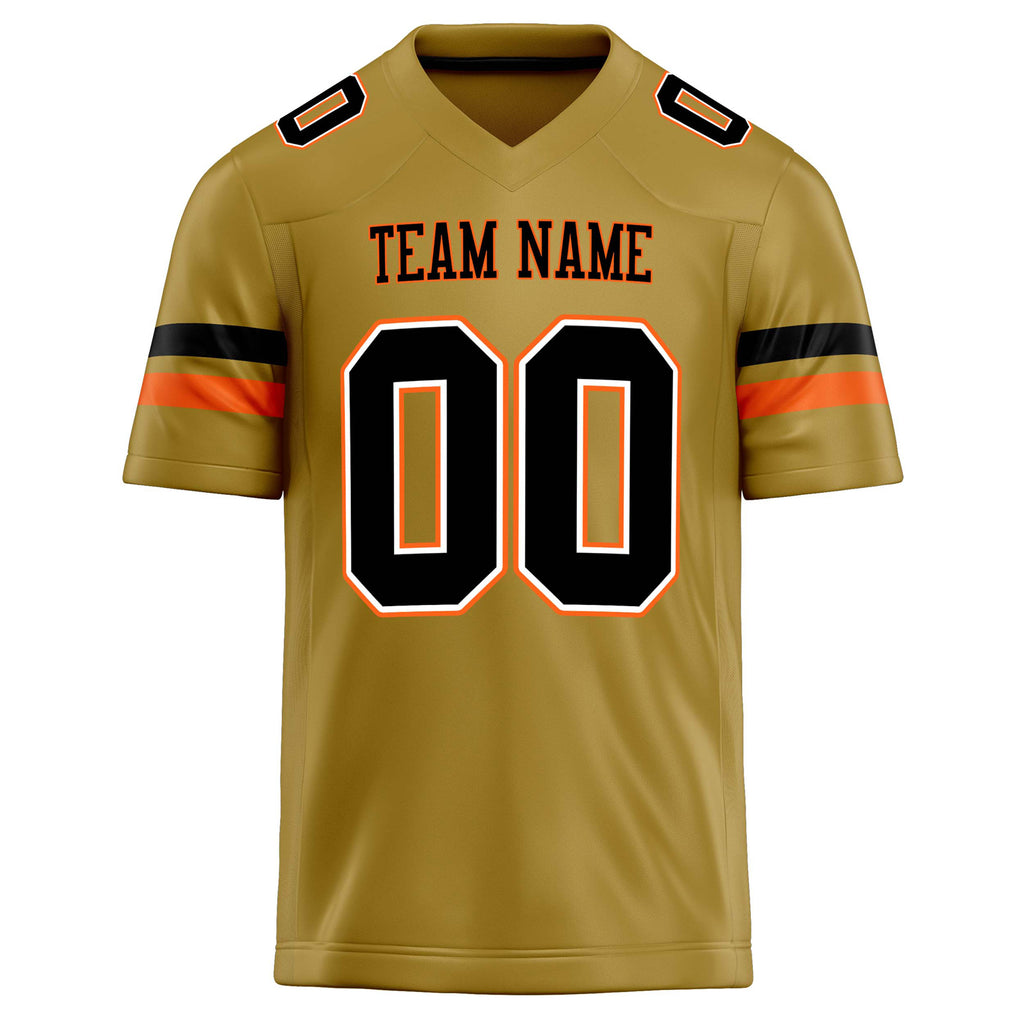Personalized Old & Gold Black Solid Colour Football Jersey