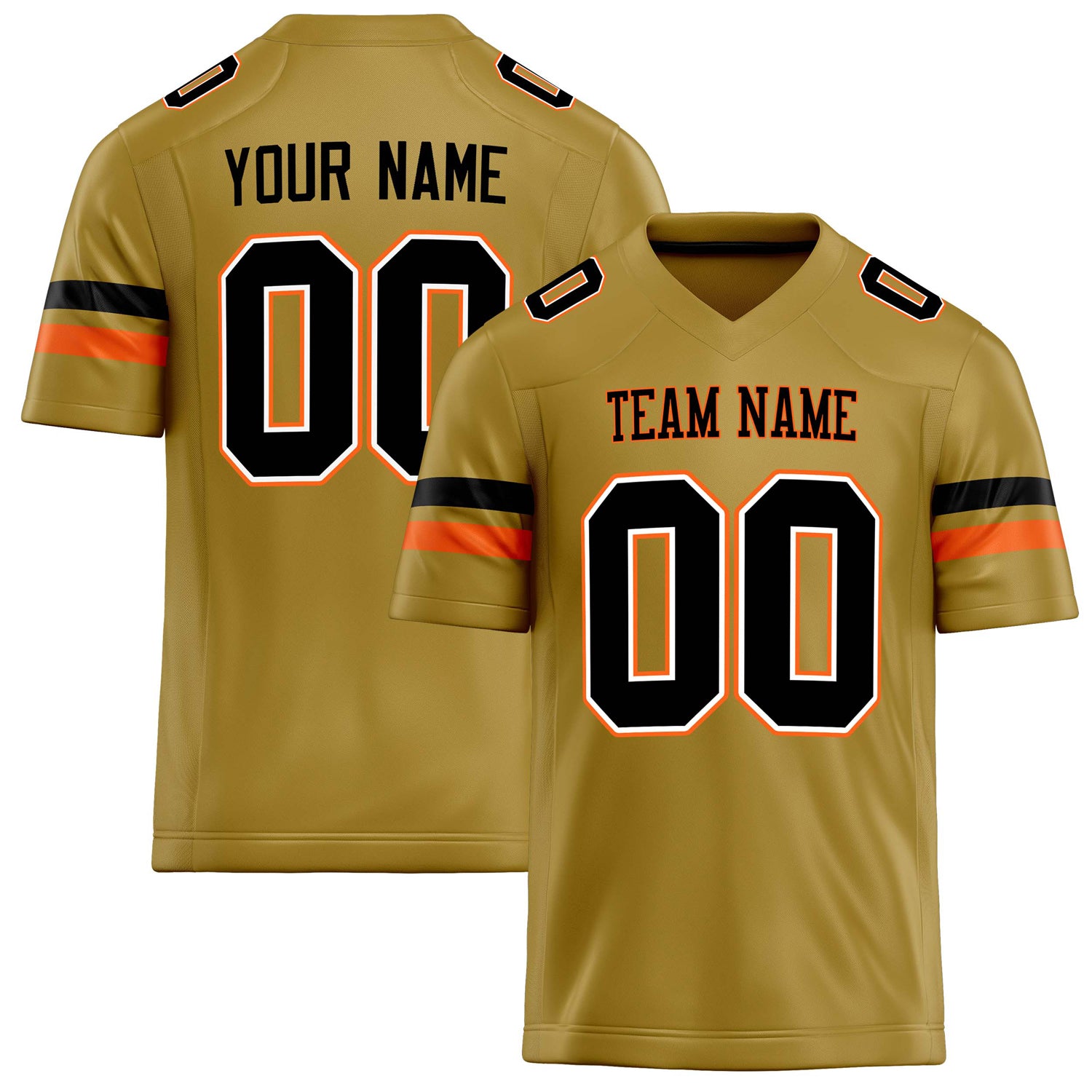 Personalized Old Gold Black Solid Colour Football Jersey FT02240730OL324