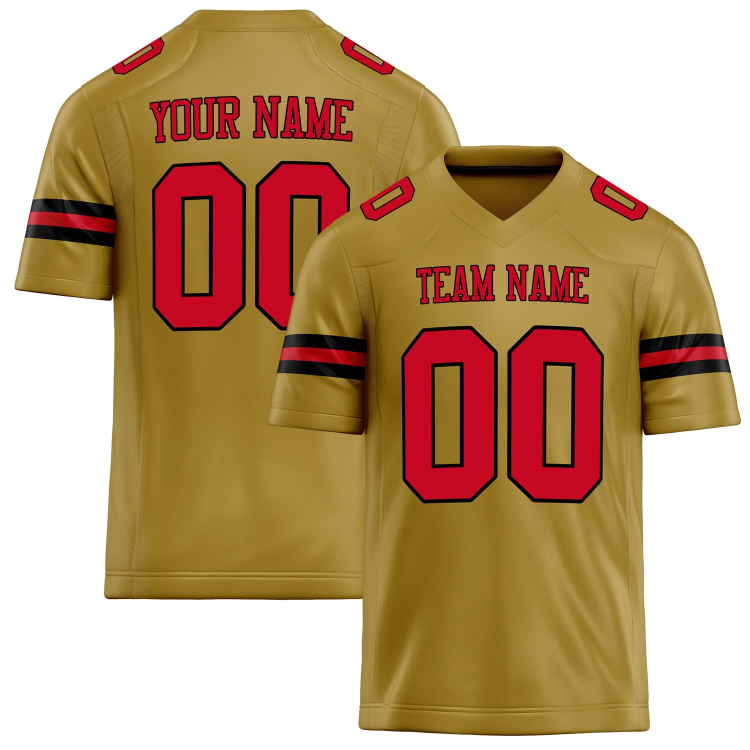 Personalized Old Gold red Solid Colour Football Jersey FT02240730OL325